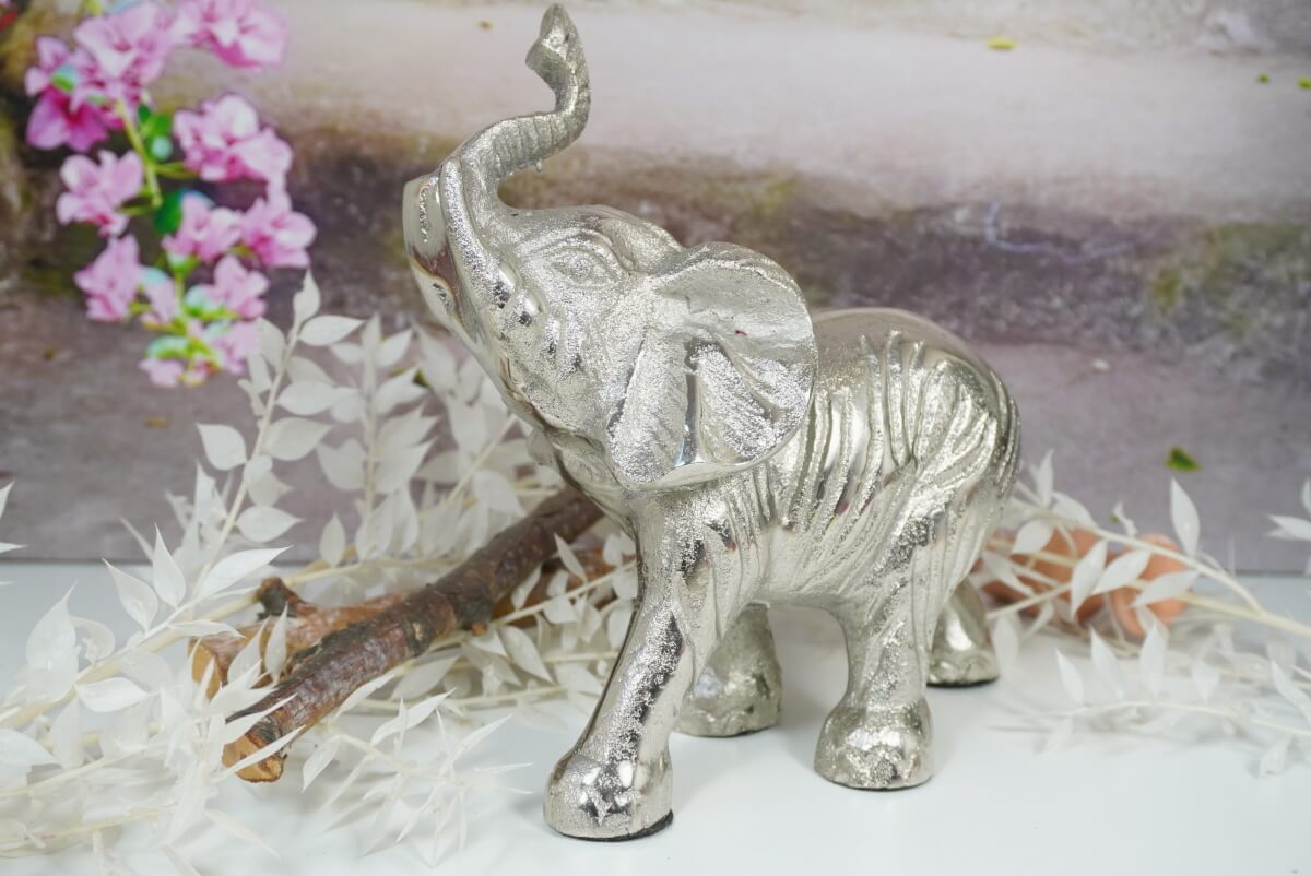 Dekofigur Elefant Skulptur Alu Silberfarben Dormagen Elfengarten 