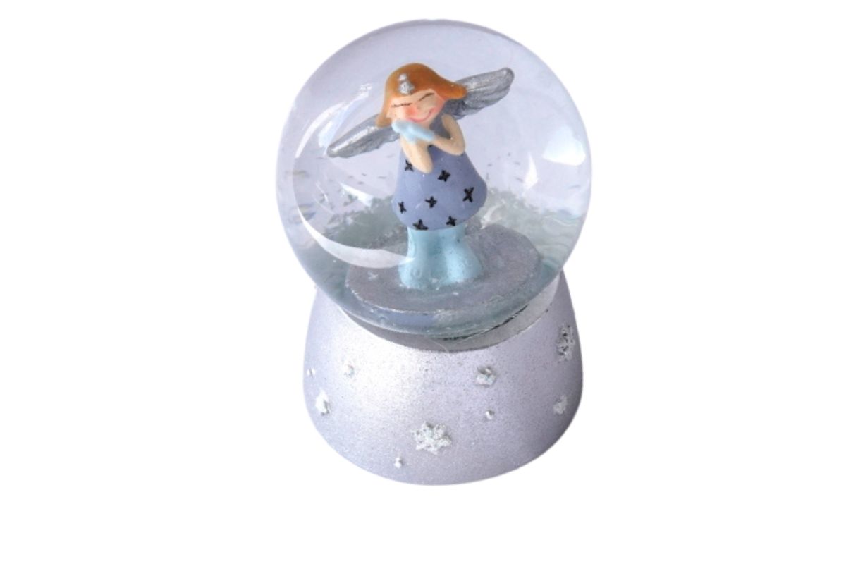 Weihnachts Schneekugel Engel Mit LED – 2 Stück, Bunt Leuchtend, 7,5x7x14,5 Cm, Acryl, Mit Timer, Perfekte Deko & Geschenk