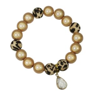 Impala Damen Armband Wonder Goldbeige Polymer Perlen 12mm Ø & Anhänger