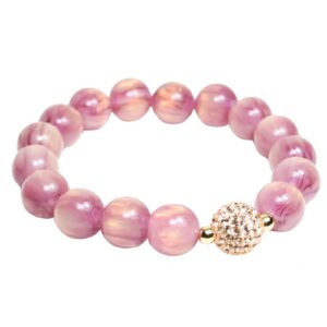Impala Damen Armband Wenke Kunst Perlen 12mm Ø & Rosa Glitzer Perle