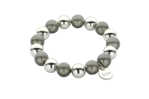 Biba Armband Polymerperlen Grey Silver 12mm Ø Anhänger Silber