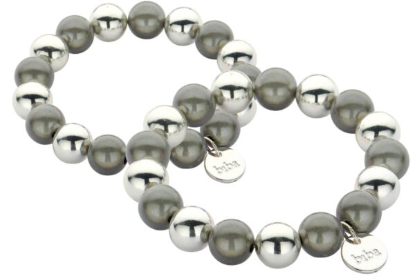 Biba Armband Polymerperlen Grey Silver 12mm Ø Anhänger Silber