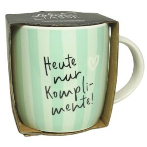 Grafik Werkstatt Henkelbecher Kaffeebecher Sprüchetasse Heute nur Komplimente!
