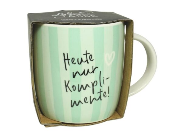 Grafik Werkstatt Henkelbecher Kaffeebecher Sprüchetasse Heute nur Komplimente!