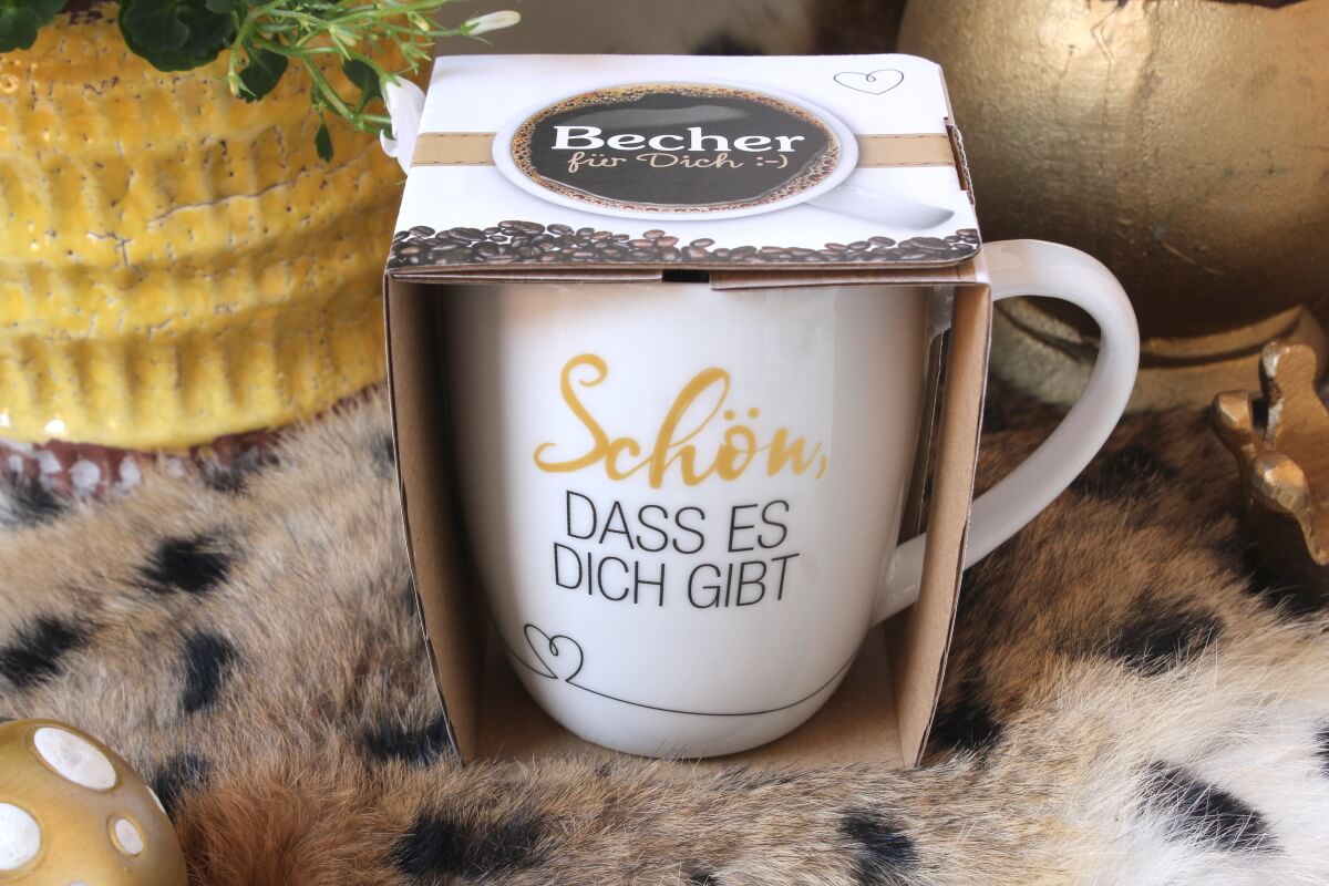 Henkelbecher Spruche Kaffeetasse Schon Dass Es Dich Gibt Elfengarten Shop