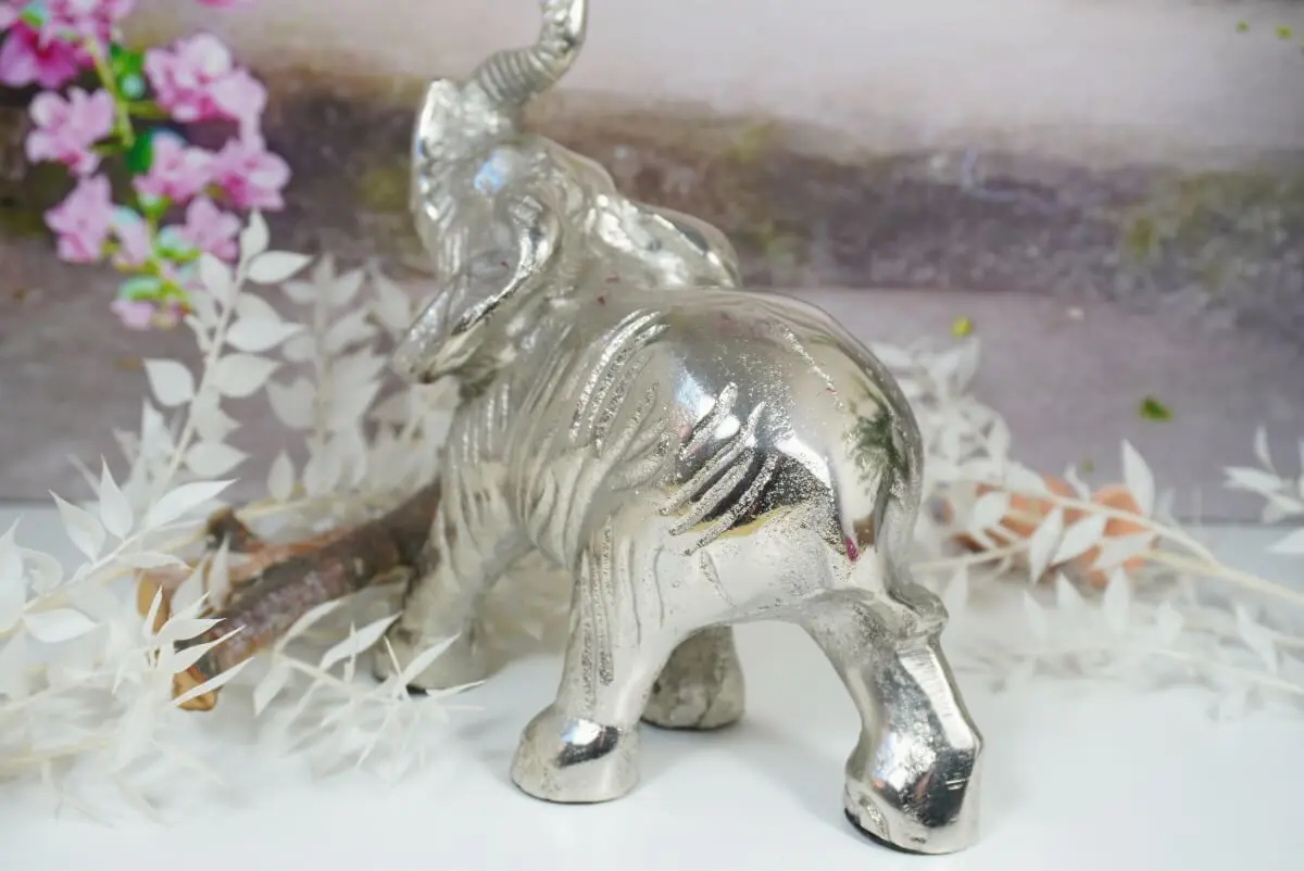 Dekofigur Elefant Skulptur Alu Elfengarten Dormagen Silberfarben 