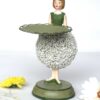 Dekofigur Teelichthalter Kerzenhalter Blumenmädchen Alliummädchen weiss