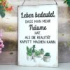 Deko Blechschild Leben bedeutet Dass Man Mehr Träume Hat, Als Die Realität Kaputt Machen Kann.
