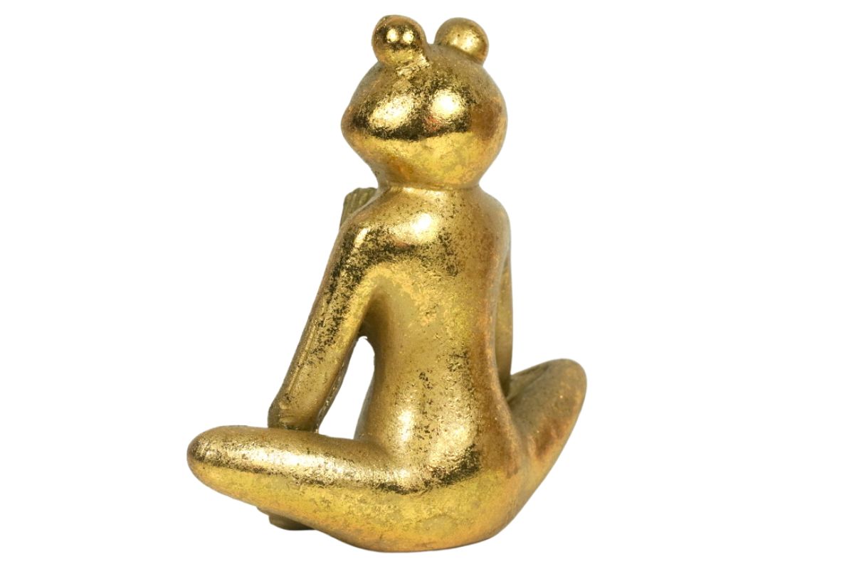 Frosch Dekofigur Yoga - Gold Yoga Dormagen Yogi Haltung Figur Elfengarten