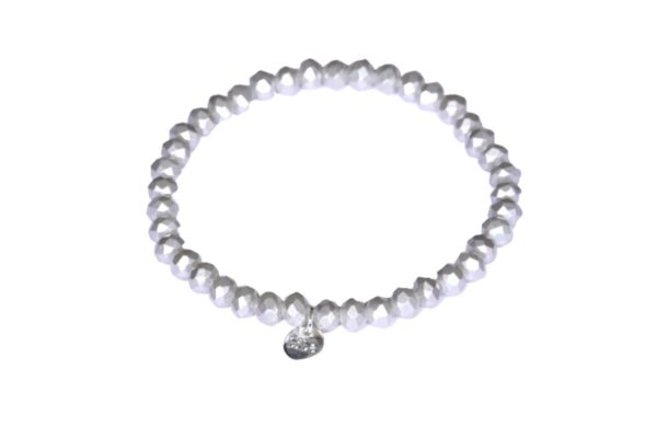 Biba Armband Crystal Silber Weiß Perle 4mm Damen Armband Glücksbringer