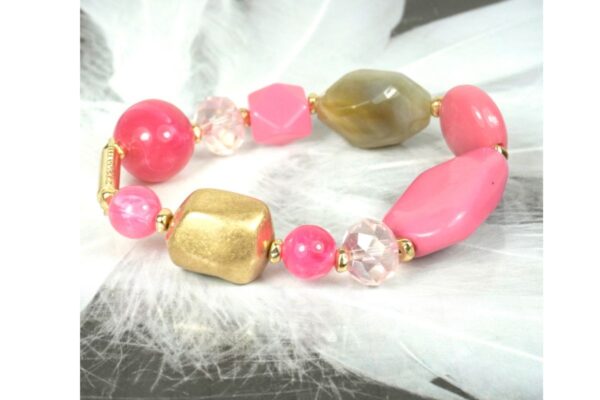 Biba Armband Perlen Mix Damen Rosa Armband Glücksbringer