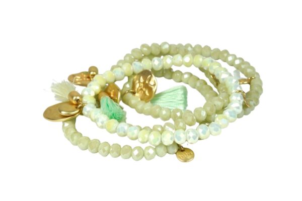 Biba Armband Crystal Hell Grün Perle Damen Armband Glücksbringer