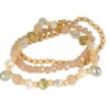 Biba Armband Trio Perlen Rose Apricot Damen Armband Gold Anhänger 