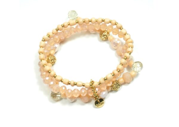 Biba Armband Trio Perlen Rose Apricot Damen Armband Gold Anhänger