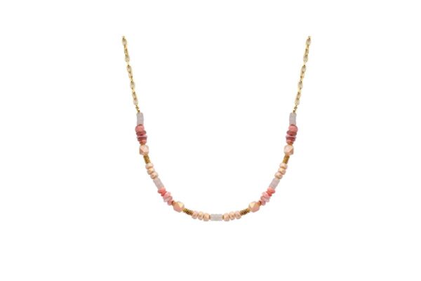 Biba Halskette Perlen Mix Rosa Damen Kette Anhänger Gold