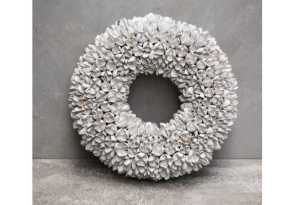 Couronne Wandkranz Naturkranz Bakuli Wreath White 40 ∅