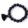 Biba Armband Natur Perlen Schwarz Damen Armband Glücksbringer Biba Anhänger Gold Troddel