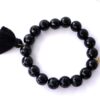 Biba Armband Natur Perlen Schwarz Damen Armband Glücksbringer Biba Anhänger Gold Troddel