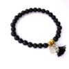 Armband HCA Stones of nature Achat schwarz gefärbt Anhänger vergoldet Baum des Lebens