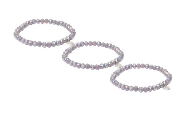 Biba Armband Crystal Perlen Lila Grau Damen Armband Biba Anhänger Silber 6mm