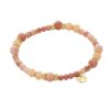 Biba Armband Crystal & Naturstein Perlen Apricot Rosa Gold Damen Armband Biba Anhänger Gold