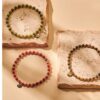 Biba Armband Crystal Perlen Beige Damen Armband Biba Anhänger Rosegold – Bild 6