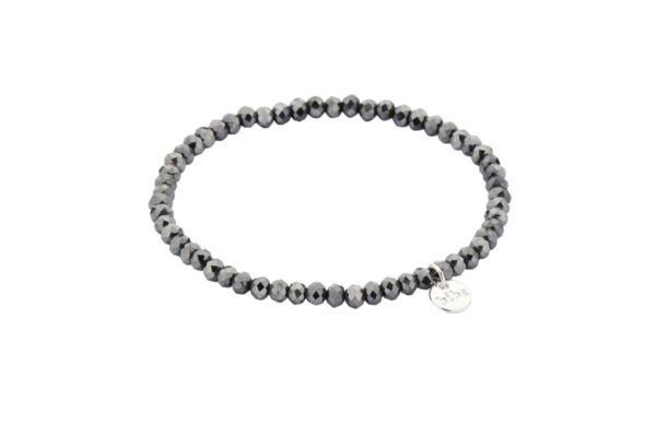 Biba Armband Crystal Perlen Grau Damen Armband Biba Anhänger Silber 4mm
