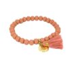 Biba Armband Ton Perlen Rostbraun Damen Armband Glücksbringer Biba Anhänger Gold