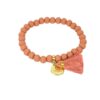 Biba Armband Ton Perlen Rostbraun Damen Armband Glücksbringer Biba Anhänger Gold