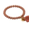Biba Armband Ton Perlen Rostbraun Damen Armband Glücksbringer Biba Anhänger Gold