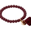 Biba Armband Ton Perlen Bordeaux Damen Armband Glücksbringer Biba Anhänger Gold 
