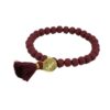 Biba Armband Ton Perlen Bordeaux Damen Armband Glücksbringer Biba Anhänger Gold 