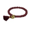 Biba Armband Ton Perlen Bordeaux Damen Armband Glücksbringer Biba Anhänger Gold 