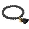 Biba Armband Ton Perlen Grau Damen Armband Glücksbringer Biba Anhänger Gold