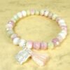 Biba Armband Crystal Pastell Perlen Damen Armband Troddel Apricot Stern Anhänger Silber