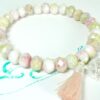 Biba Armband Crystal Pastell Perlen Damen Armband Troddel Apricot Stern Anhänger Silber