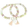 Biba Armband Crystal Pastell Perlen Damen Armband Troddel Apricot Stern Anhänger Silber
