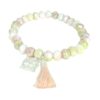 Biba Armband Crystal Pastell Perlen Damen Armband Troddel Apricot Stern Anhänger Silber