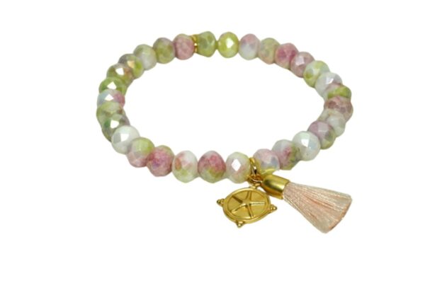 Biba Armband Crystal Pastell Perlen Damen Armband Troddel Apricot Stern Anhänger Gold