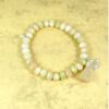 Biba Armband Crystal Pastell Perlen Damen Armband Troddel Beige Blume Anhänger Silber