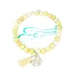 Biba Armband Crystal Pastell Perlen Damen Armband Troddel Beige Blume Anhänger Silber