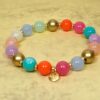 Biba Armband Perlen Mix Bunt Damen Armband Anhänger Gold Matt
