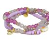 Biba Armband Trio Perlen Mix Damen Armband Flieder Gold Anhänger