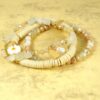 Biba Armband Trio Perlen Mix Damen Armband Beige Gold Anhänger