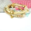 Biba Armband Trio Perlen Mix Damen Armband Beige Gold Anhänger