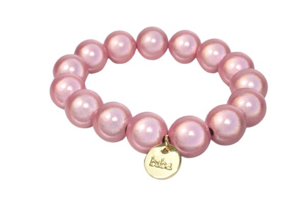 Biba Armband Polymer Perlen 12 cm Damen Armband Rosa Gold Anhänger