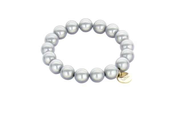 Biba Armband Polymer Perlen 12 cm Damen Armband Grau Gold Anhänger