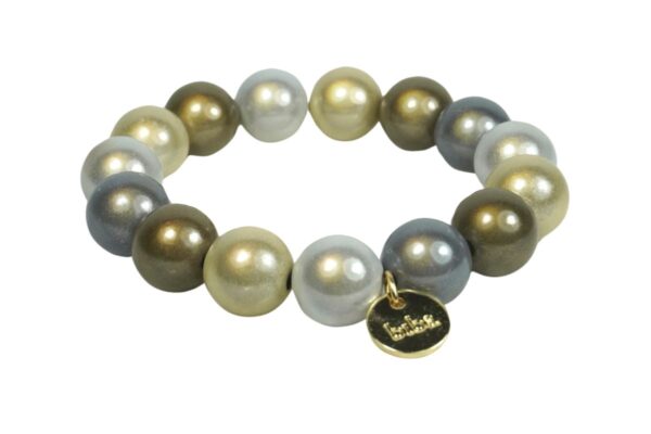 Biba Armband Polymer Perlen 12 cm Damen Armband Grün Grau Gold Anhänger