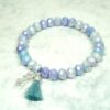Biba Armband Crystal Perlen 6mm hellblau Damen Armband Troddel Anhänger Silber