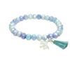 Biba Armband Crystal Perlen 6mm hellblau Damen Armband Troddel Anhänger Silber